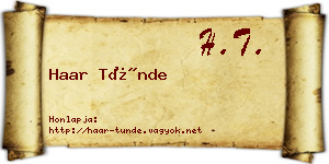 Haar Tünde névjegykártya